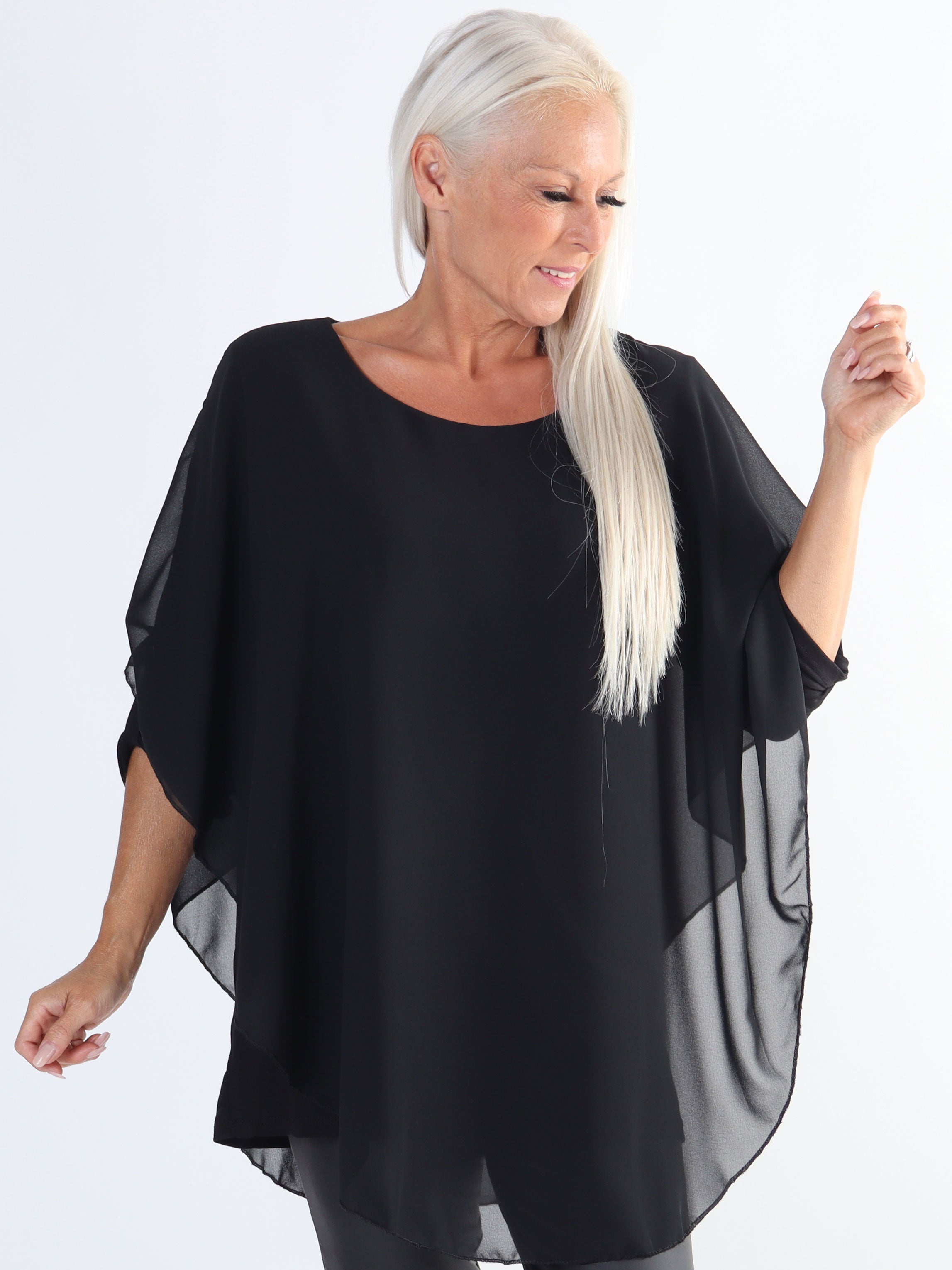 Kenya Shirt - Plus size tunika med chiffonglager